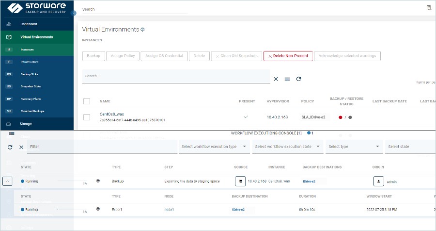 Storware guide - Backup progress in console
